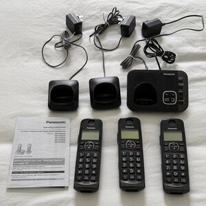 Panasonic Black Cordless Phone Trio with Base